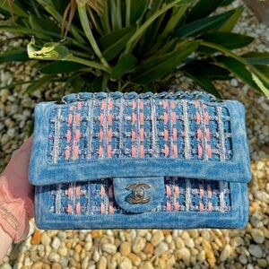 Chanel Tweed & Denim Medium Classic Flap Bag